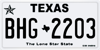 TX license plate BHG2203