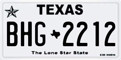 TX license plate BHG2212