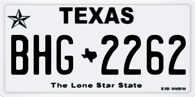 TX license plate BHG2262
