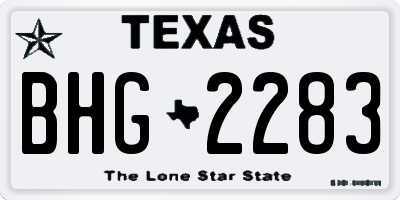 TX license plate BHG2283