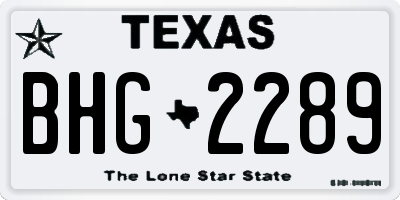 TX license plate BHG2289
