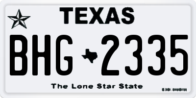 TX license plate BHG2335