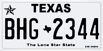 TX license plate BHG2344