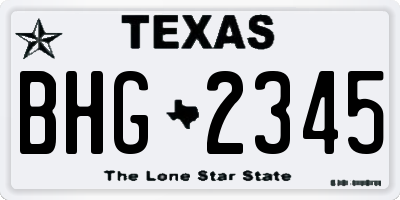 TX license plate BHG2345