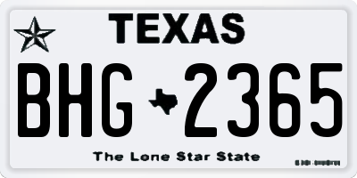 TX license plate BHG2365
