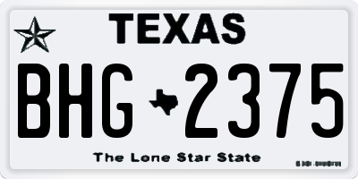 TX license plate BHG2375