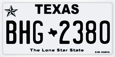 TX license plate BHG2380
