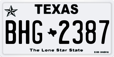 TX license plate BHG2387