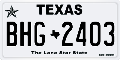 TX license plate BHG2403