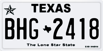 TX license plate BHG2418