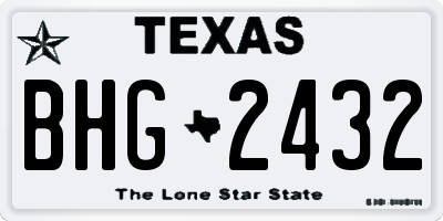 TX license plate BHG2432