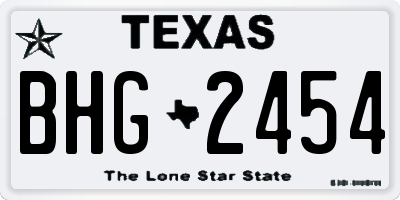 TX license plate BHG2454