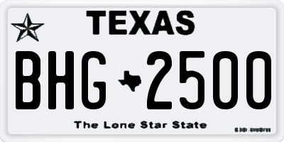 TX license plate BHG2500