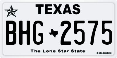 TX license plate BHG2575