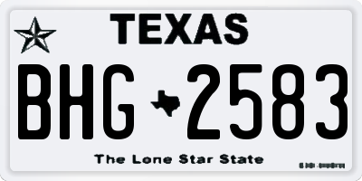 TX license plate BHG2583