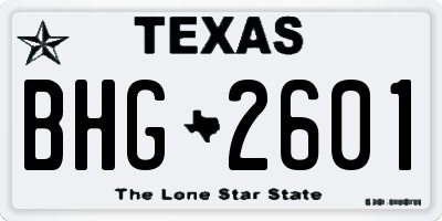 TX license plate BHG2601