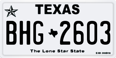 TX license plate BHG2603