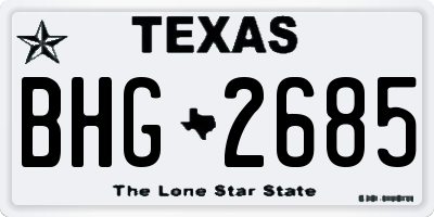 TX license plate BHG2685