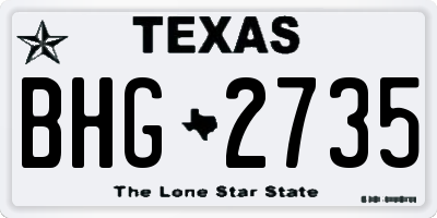 TX license plate BHG2735