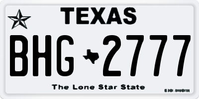 TX license plate BHG2777
