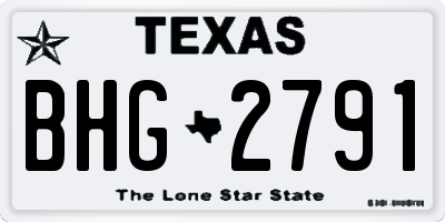 TX license plate BHG2791