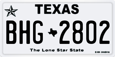 TX license plate BHG2802