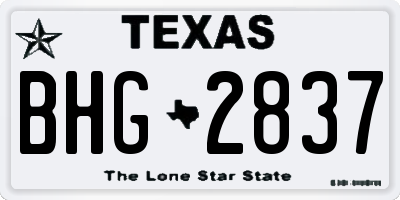 TX license plate BHG2837
