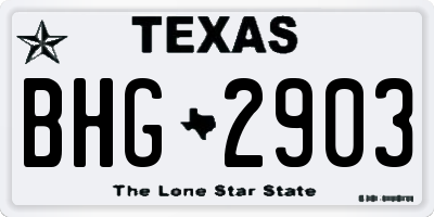 TX license plate BHG2903