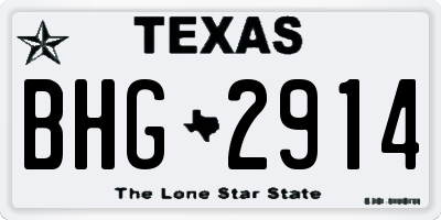 TX license plate BHG2914