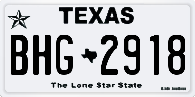 TX license plate BHG2918