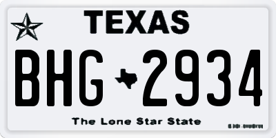 TX license plate BHG2934