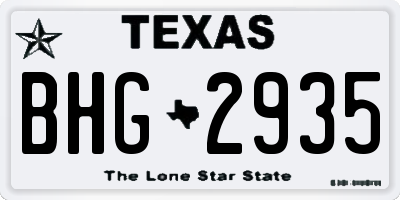 TX license plate BHG2935