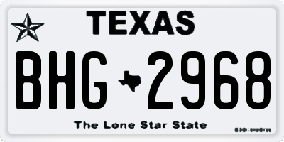 TX license plate BHG2968