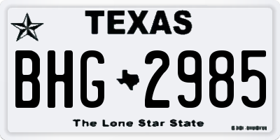 TX license plate BHG2985
