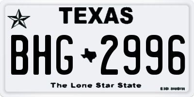 TX license plate BHG2996