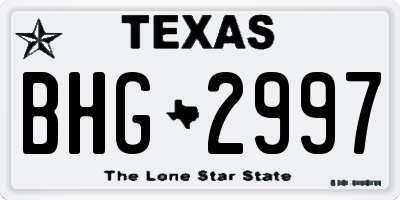 TX license plate BHG2997