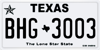 TX license plate BHG3003