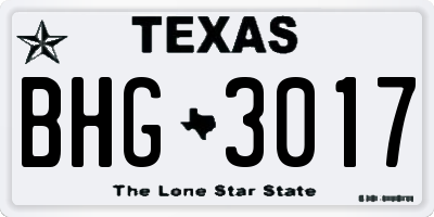 TX license plate BHG3017