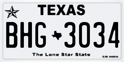 TX license plate BHG3034