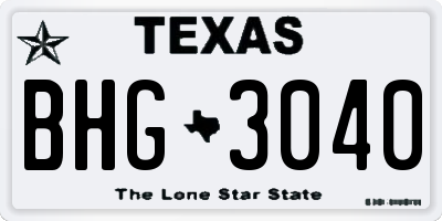 TX license plate BHG3040