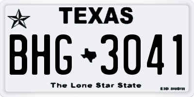 TX license plate BHG3041
