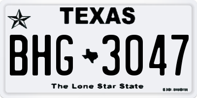 TX license plate BHG3047
