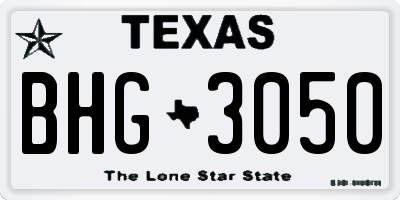 TX license plate BHG3050