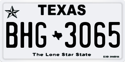 TX license plate BHG3065