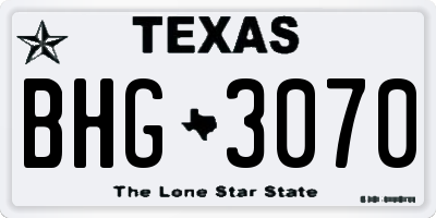 TX license plate BHG3070