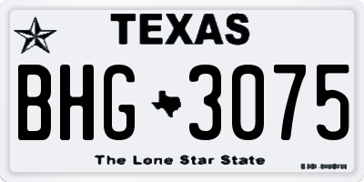TX license plate BHG3075