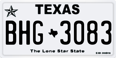 TX license plate BHG3083