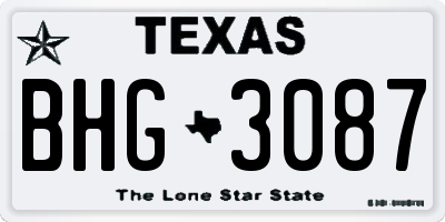 TX license plate BHG3087
