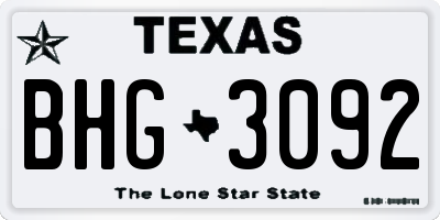 TX license plate BHG3092