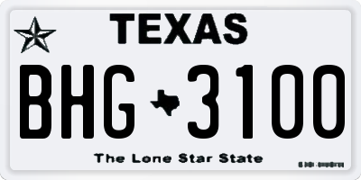 TX license plate BHG3100